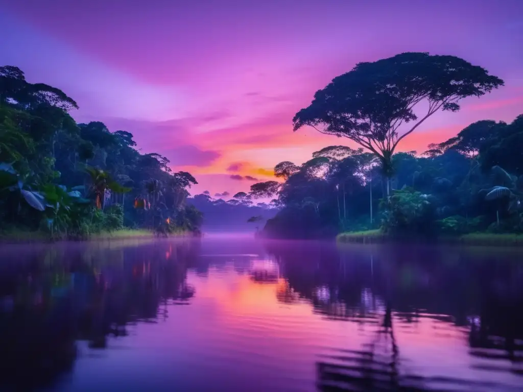 Especies de búhos en la Amazonía: fascinante imagen de la selva amazónica al atardecer con dos majestuosos búhos en primer plano