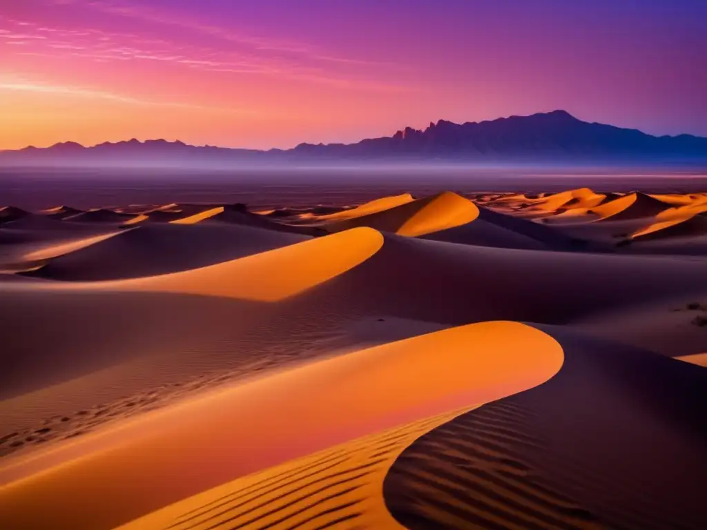 Espectacular paisaje desértico al atardecer con adaptación de búhos a la vida en los desiertos