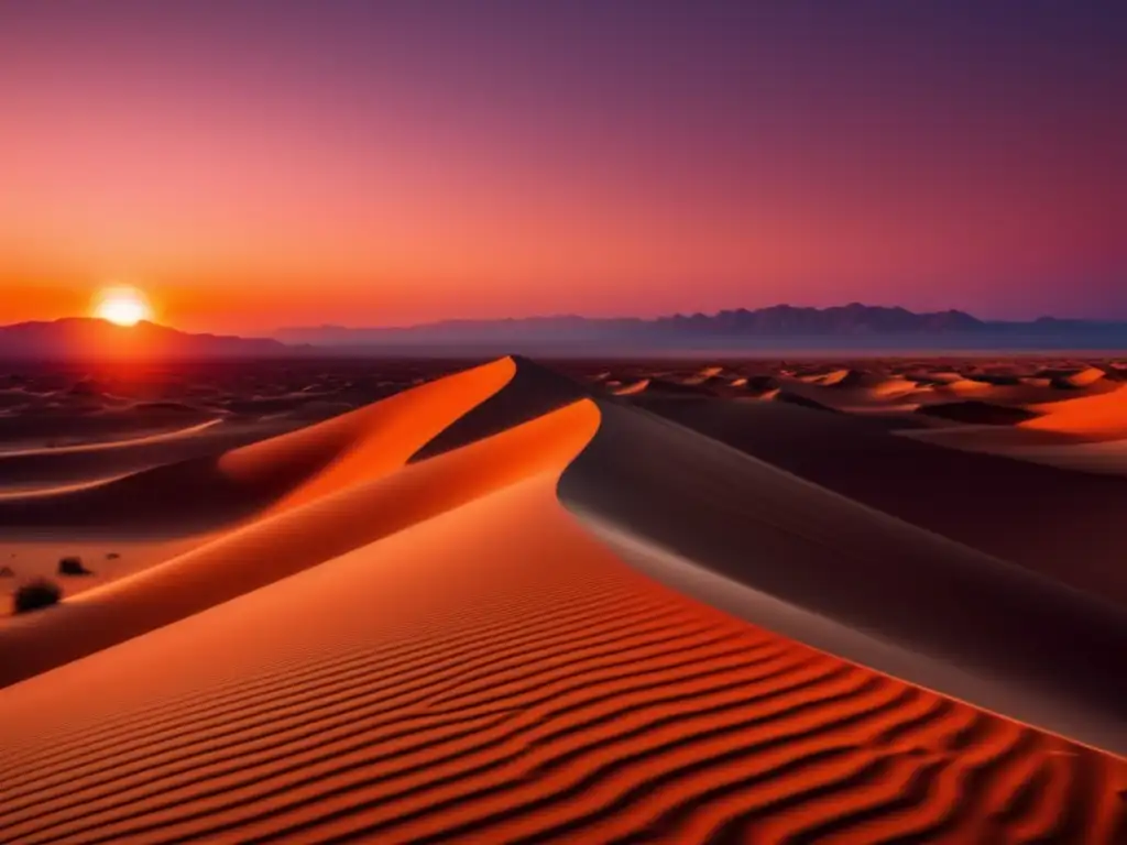 Fotografía detallada: Paisaje impresionante del desierto al atardecer con búho del desierto y sus características físicas