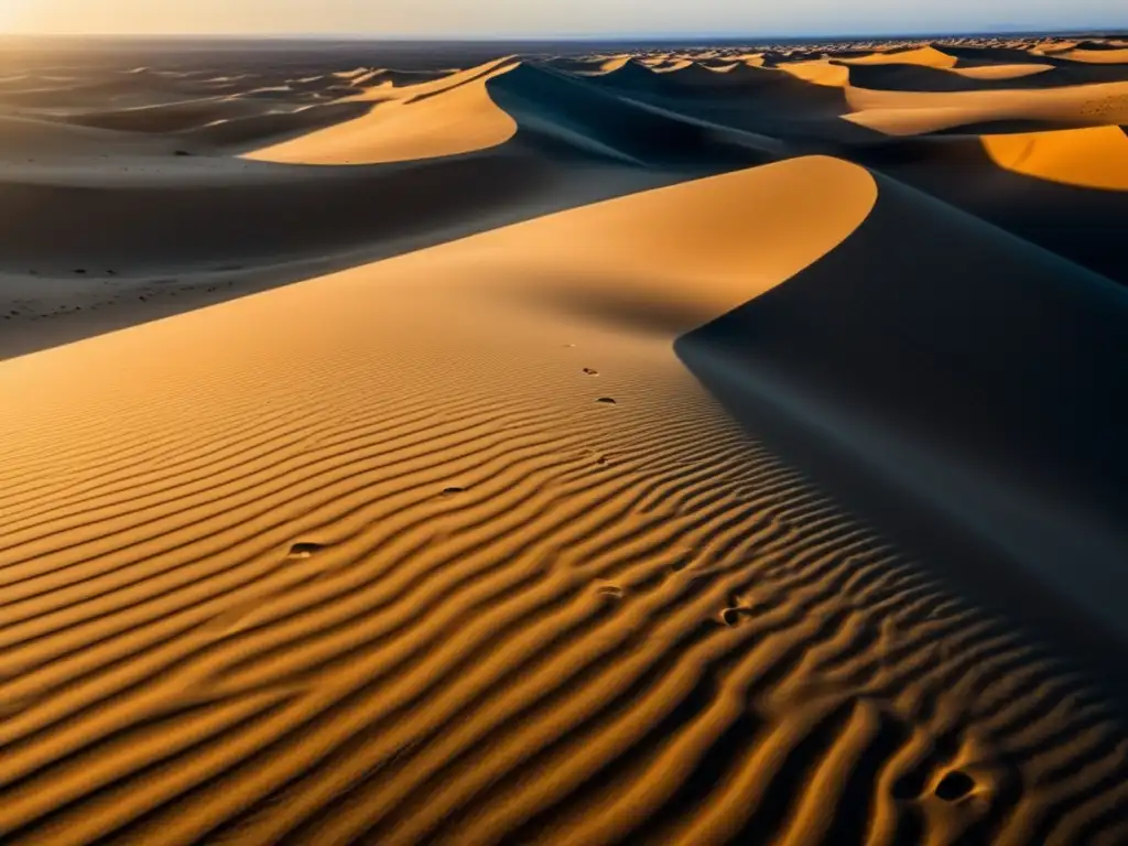 Paisaje del desierto con huellas de búhos: identificar huellas en arenas desérticas