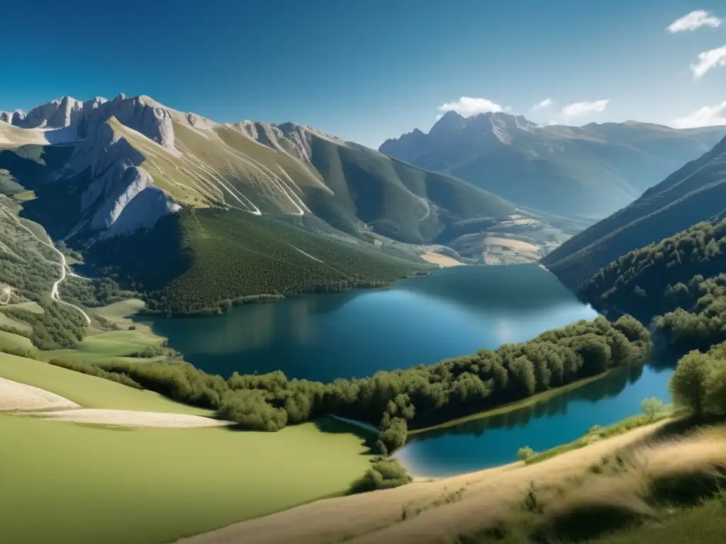 Hábitat búhos Apeninos: montañas nevadas, lagos alpinos, bosques densos y flora diversa