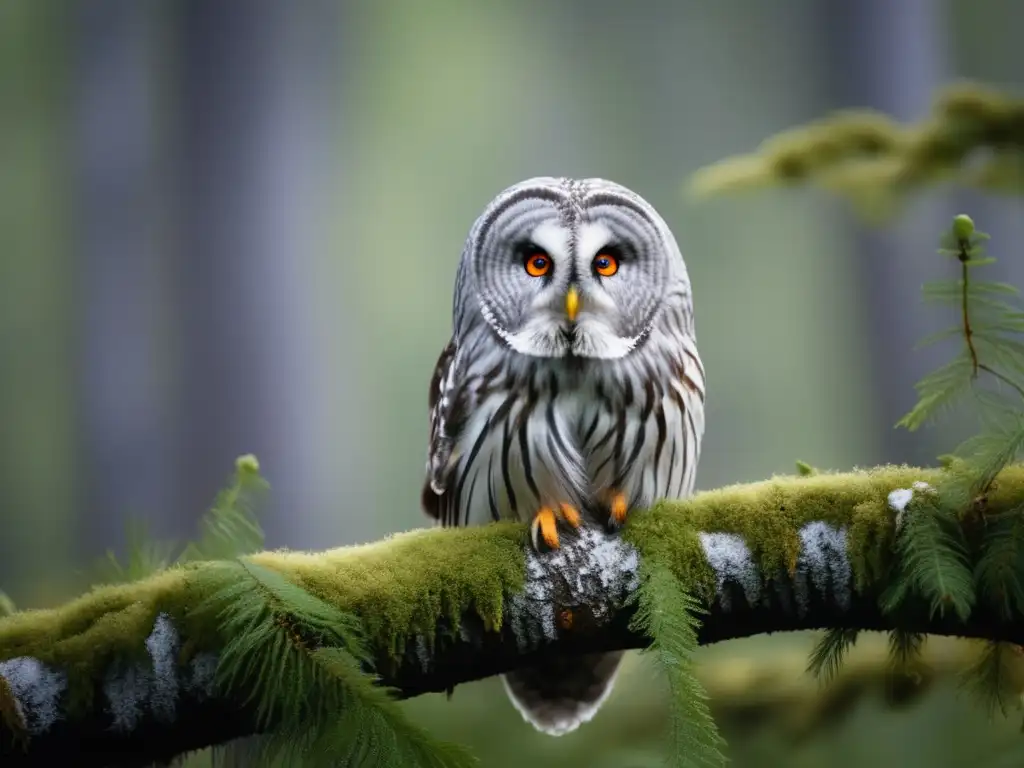 Búho Ural destaca características distintivas en Montañas Urales de Rusia