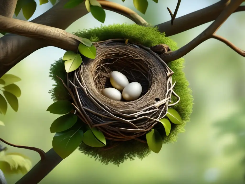 Nido de búho en árbol con materiales naturales y detalles meticulosos: proceso de selección de ubicación para construir un nido de búhos